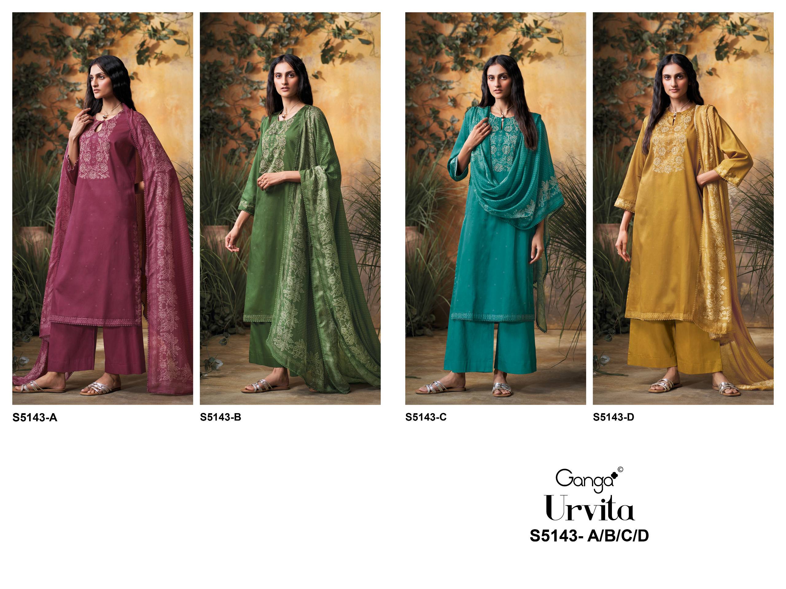 URVITA 5143 SERIES BY GANGA FASHION Beautiful Colourful COTTON SATIN Dresses At Wholesale Price